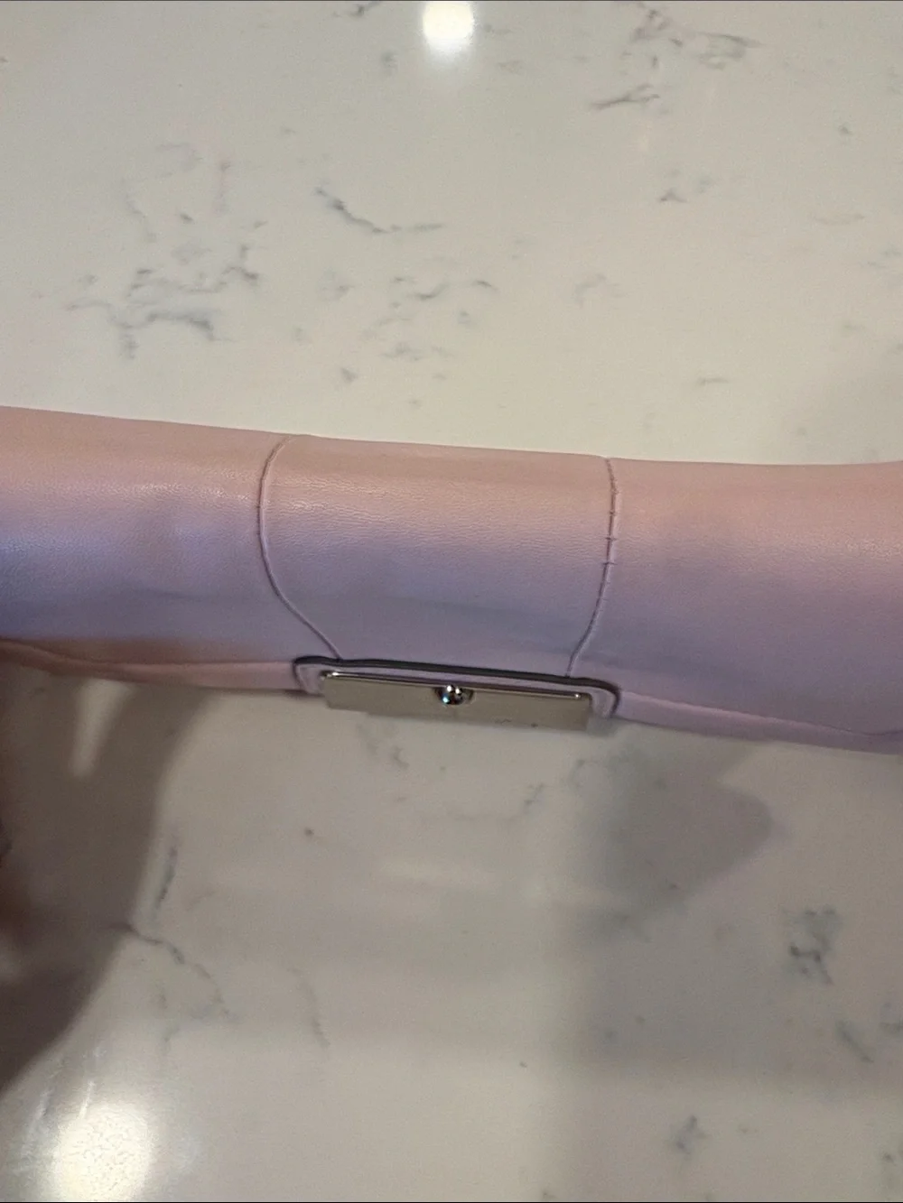 Coach Pale Pink Leather Wristlet Clutch with Silver Hardware